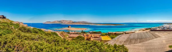 Szcenírozott Panorámás Kilátás Nyílik Pelosa Strandra Egyik Legszebb Tengerparti Hely — Stock Fotó