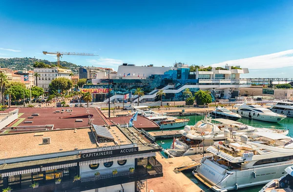 Cannes Francie Srpna 2019 Letecký Pohled Vieux Port Starý Přístav — Stock fotografie