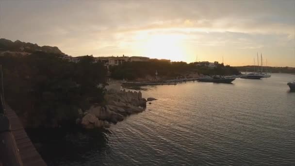 Malowniczy Zachód Słońca Nad Portem Porto Cervo Sardynia Włochy Jest — Wideo stockowe
