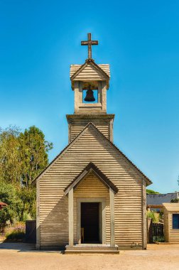 Roma - 12 Eylül 2019 'da, İtalya yakınlarındaki Cinecitta World Lunaparkı' ndaki eski batı kilisesi. Park 24 Temmuz 2014 tarihinde resmen açıldı.