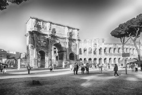 Roma Março Arco Constantino Coliseu Fórum Romano Roma Itália Março — Fotografia de Stock