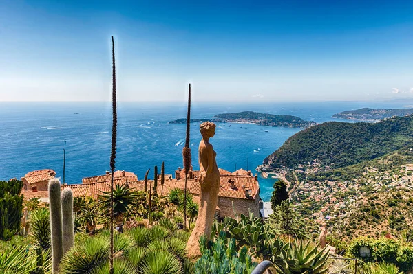 Scenic View Coastline French Riviera Town Eze Iconic Village City — Stock Photo, Image