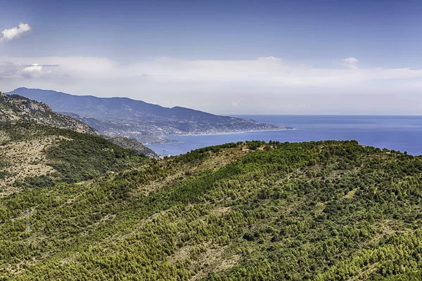 Scenic View Coastline French Riviera Town Eze Iconic Village City — Stock Photo, Image