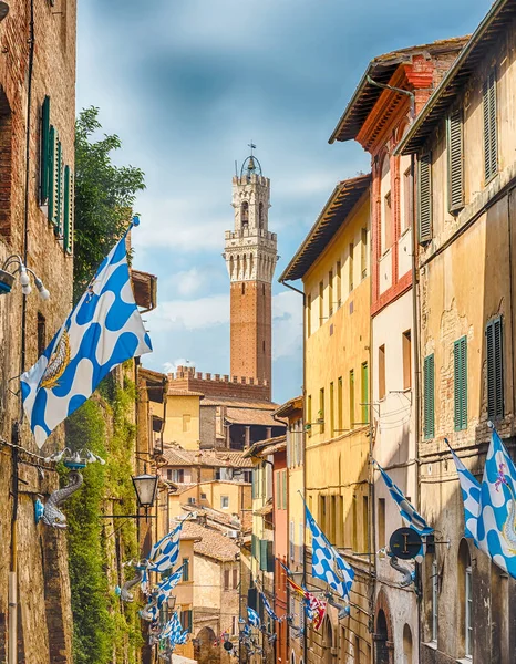 Séta Festői Utcákon Középkori Város Központjában Siena Egyik Nemzet Leglátogatottabb — Stock Fotó