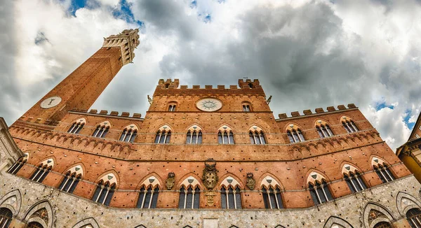 Kilátás Palazzo Pubblico Más Néven Városháza Torre Del Mangia Középkori — Stock Fotó