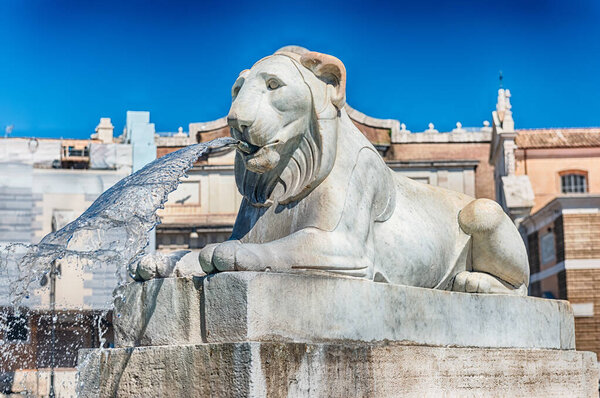 Statue in the iconic Piazza del Popolo, one of the main squares and landmarks in Rome, Italy