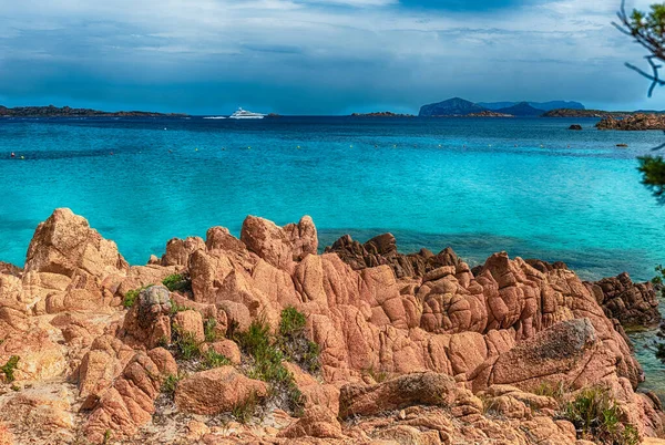 Kilátás Ikonikus Spiaggia Del Principe Egyik Legszebb Strandok Szardínia Olaszország — Stock Fotó