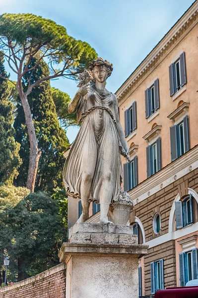 Statue Sur Emblématique Piazza Del Popolo Une Des Principales Places — Photo