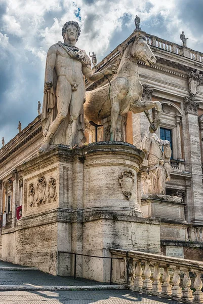 Reiterstandbild Von Pollux Auf Dem Kapitol Rom Italien — Stockfoto