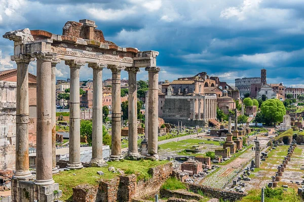 Vue Panoramique Sur Les Ruines Forum Romain Rome Italie — Photo