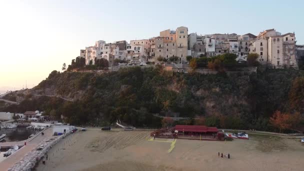 Scenic Légi Felvétel Sperlonga Egy Tengerparti Város Tartomány Latina Olaszország — Stock videók