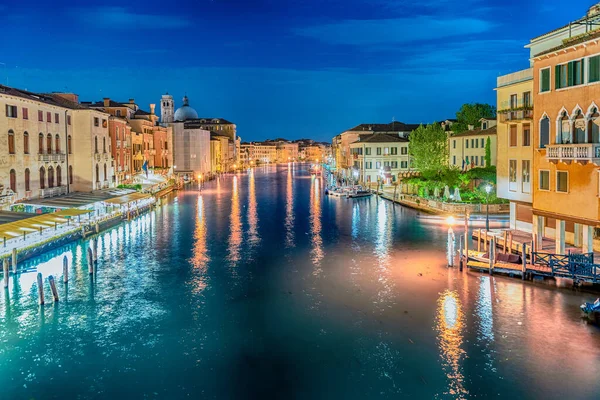 Vista Panoramica Notte Con Bellissimi Riflessi Del Canal Grande Venezia — Foto Stock