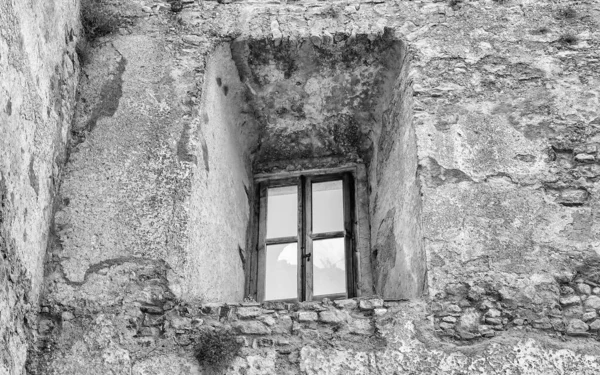 Ancienne Fenêtre Des Ruines Ancien Château Fiumefreddo Bruzio Petit Village — Photo