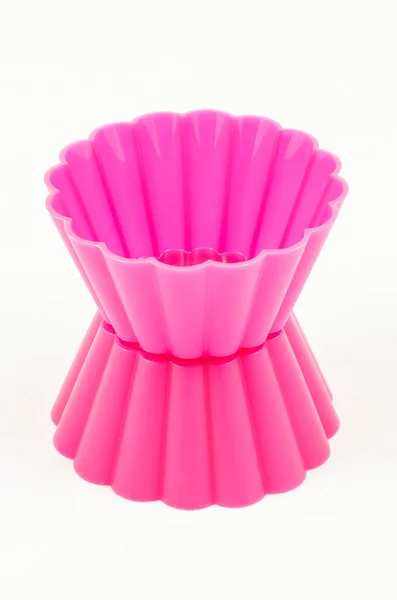 Pink Silicone Cake Cups Isolated White Background — Stock Photo, Image