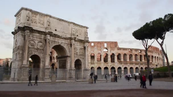 Čas zániku Tilt Shift - Arch Konstantina a Colosseum, Řím — Stock video