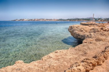Sharm el Sheikh, Mısır 'daki bir plajdan Kızıl Deniz manzarası