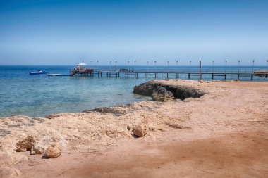 Sharm el Sheikh, Mısır 'daki bir plajdan Kızıl Deniz manzarası