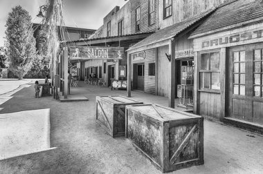 ROME - 12 Eylül 2019 'da İtalya, Roma yakınlarındaki Cinecitta World Lunaparkı' ndaki Eski Batı tema alanı. Park 24 Temmuz 2014 tarihinde resmen açıldı.