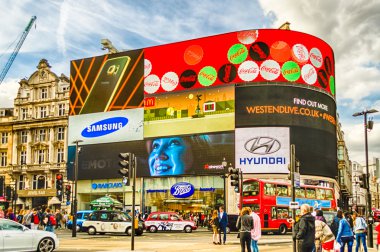 Illuminated signs in Piccadilly Circus, London clipart