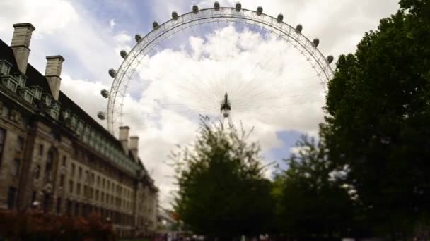 Času zanikla Tilt Shift panoramatické kola London Eye — Stock video