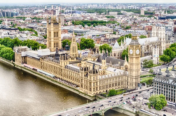 Aerial View of the Palace of Westminster, Houses of Parliament, — Stock Photo, Image