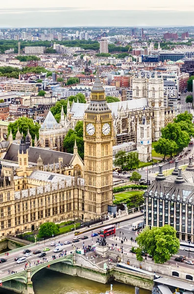 ビッグベン、国会議事堂、ロンドンの空撮 — ストック写真