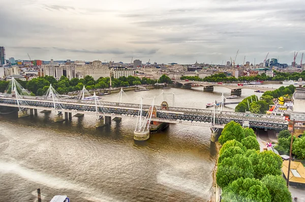 Merkezi Londra hava görünümü ve Thames Nehri — Stok fotoğraf