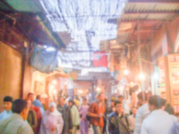 Fondo desenfocado de un zoco, mercado tradicional, en Marrakech — Foto de Stock