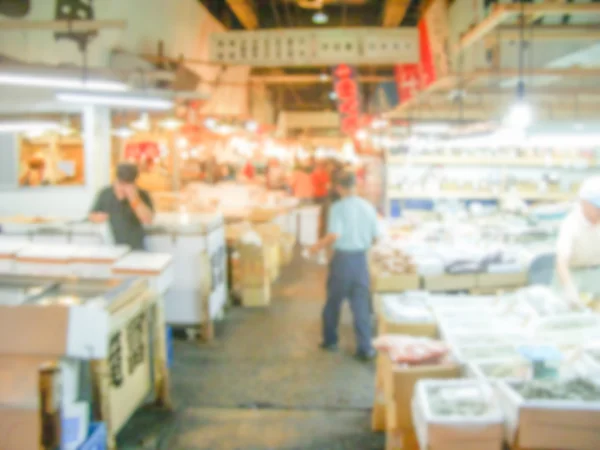 Antecedentes desenfocados de un mercado de pescado en Tokio, Japón — Foto de Stock