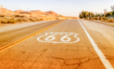 Defocused background of Historic Route 66 in California