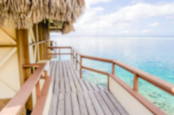 Fondo desenfocado con Bungalows Overwater en Polinesia Francesa — Foto de Stock