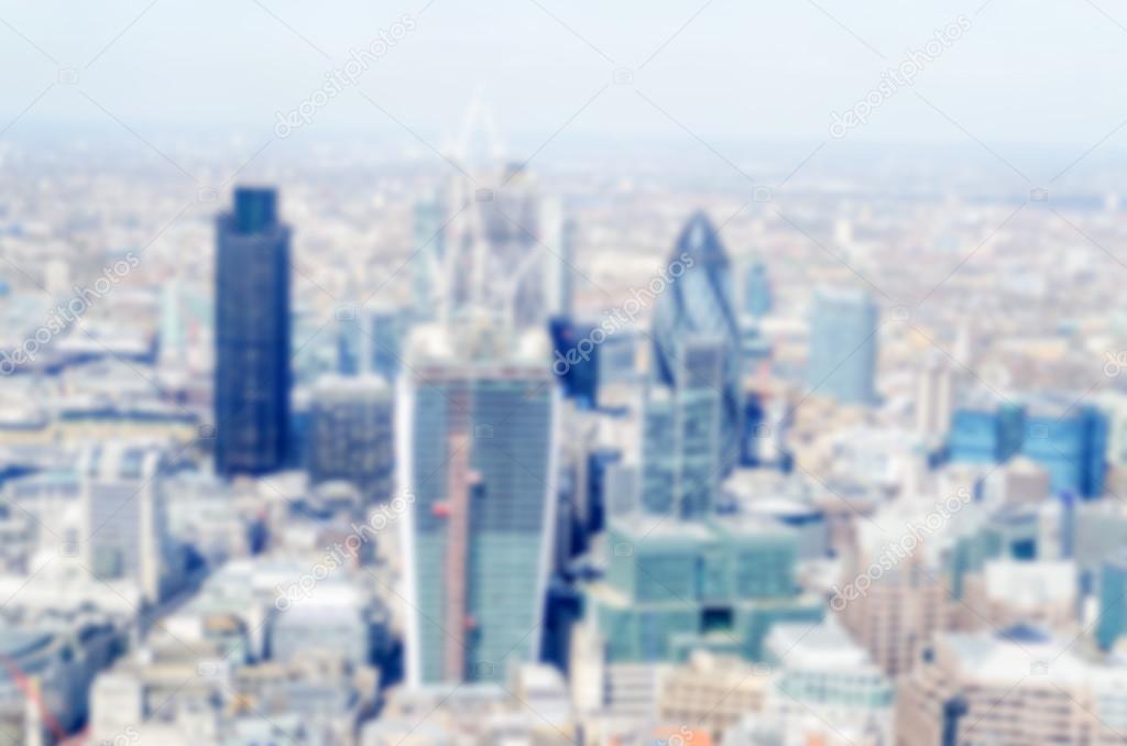 Defocused background of London City skyline