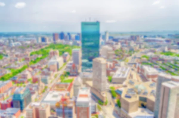 Defocused background with aerial view of Central Boston, USA — Stock Photo, Image