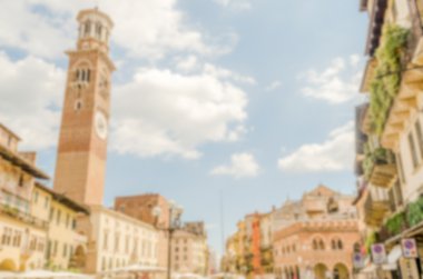 Ufuk arka planını Piazza delle Erbe, Verona, İtalya