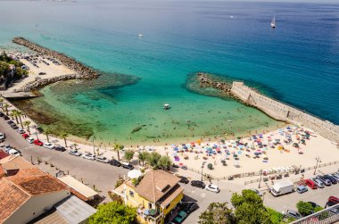 Kuş-panoramik Pizzo Calabro kıyı şeridi, İtalya