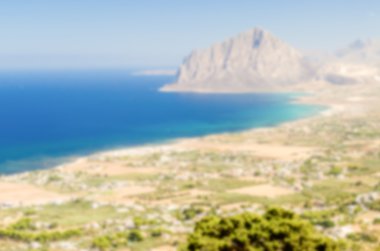 Sicilya kıyı şeridi üzerinde panoramik manzaralı ufuk arka plan