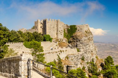 Erice, Sicilya Ortaçağ Venüs kale üzerinden görünüm