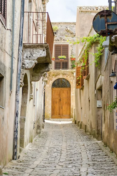 Stone Paved Old Street in Erice, Sicily — Stock Photo, Image