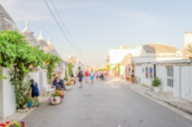 Tipik trulli binalar, Alberobello ufuk arka plan
