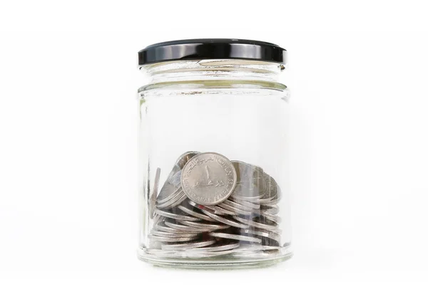 Aed Érmék Egy Üvegben Megtakarítás Pénz Koncepció Stock Fotó