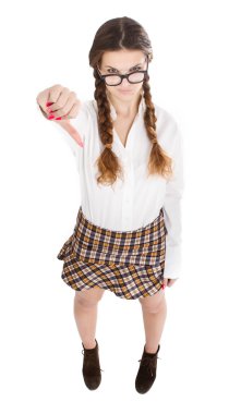 Aşağı thumbing inek