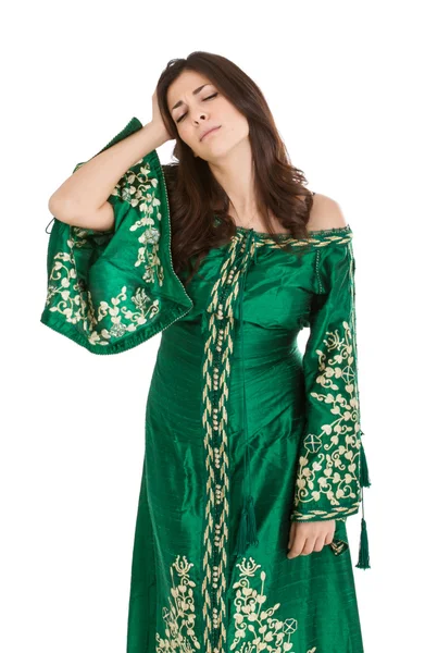 Groene Arabische jurk voor mooi model — Stockfoto