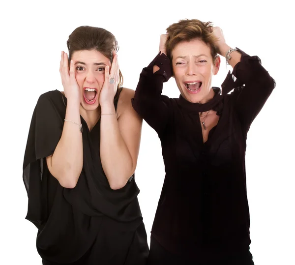 Mom and daughter expression and emotion pose — Stock Photo, Image