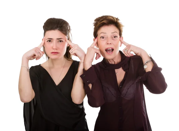 Mamá e hija expresión y emoción posan — Foto de Stock