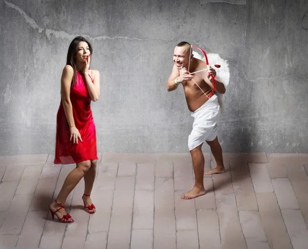 Aftelkalender voor Valentijnsdag met cupid in actie — Stockfoto