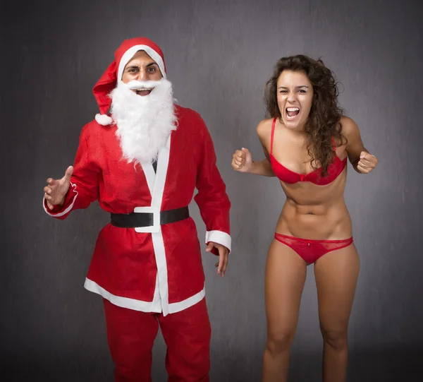 Santa Claus with woman — Stock Photo, Image