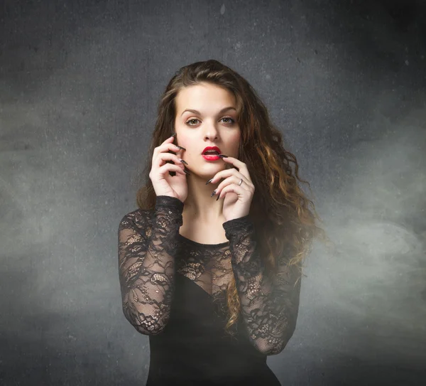 Sexy lady with curly hair — Stock Photo, Image