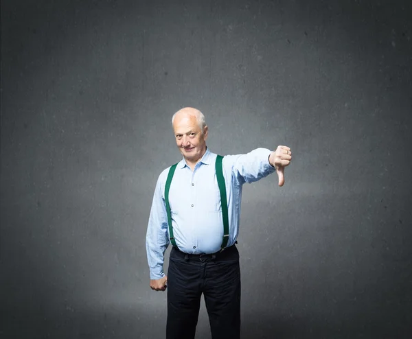Old man emotions and expressions in gray background — Stock Photo, Image