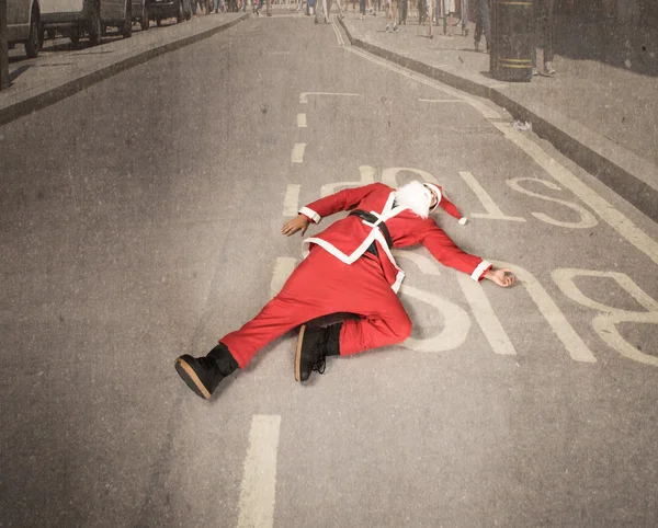 Santa Claus on the road — Stock Photo, Image