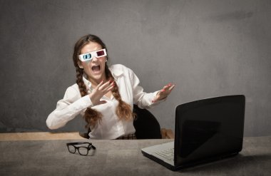 3D gözlük çığlık inek Sekreter
